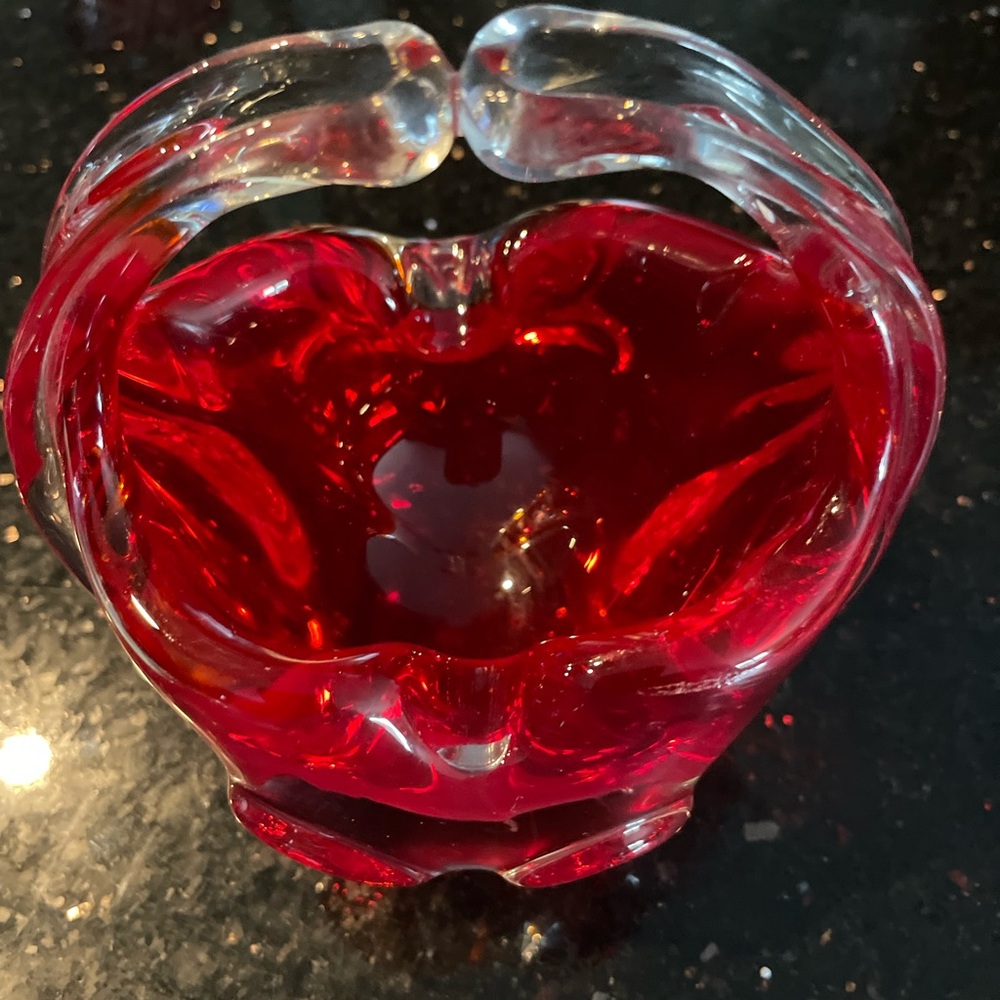 Elegant Red Glass Heart Bowl